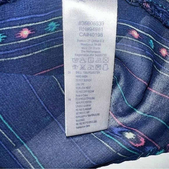 Boho Sheer Blue Patterned Sleeveless Top Forever 21 large - Picture 4 of 7